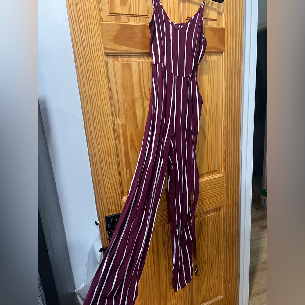 Striped Burgundy Jumpsuit